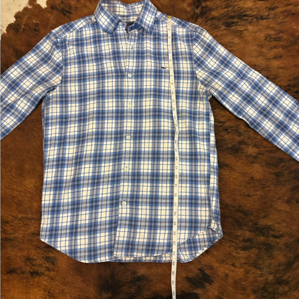 Vineyard Vines Men's White and Blue Check Shirt - Picture 5 of 8